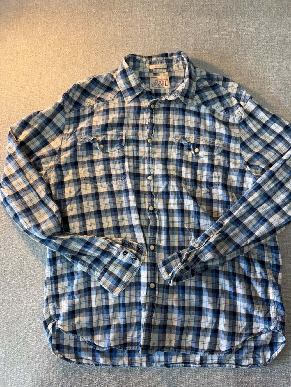 LUCKY BRAND JEANS WESTERN COWBOY BUTTON UP LONG SLEEVE SHIRT Mens XL Plaid